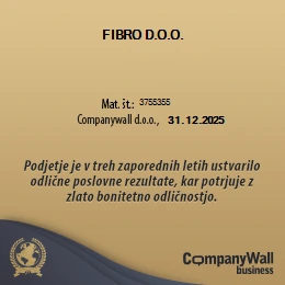 Companywall zlata bonitetna odličnost 2025 – Avto Fibro d.o.o.